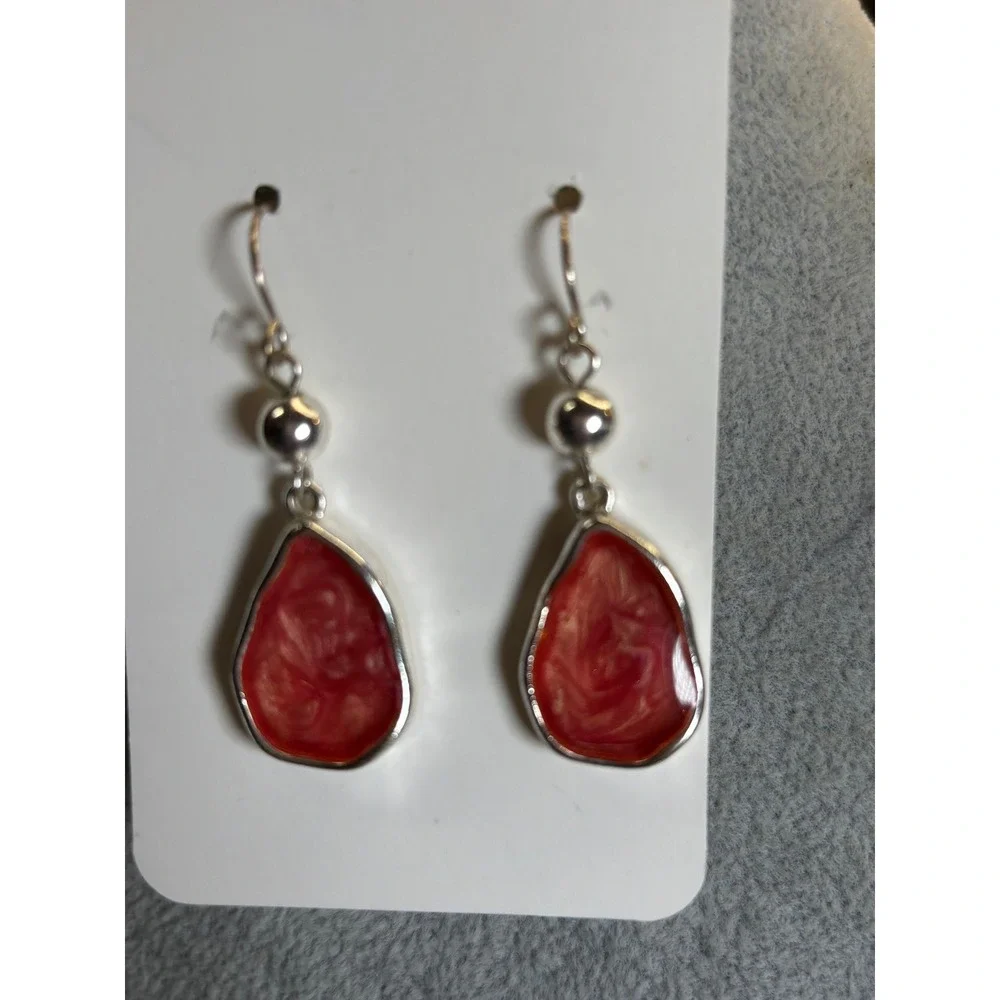 #71. Crimson Rose Silhouette Earrings